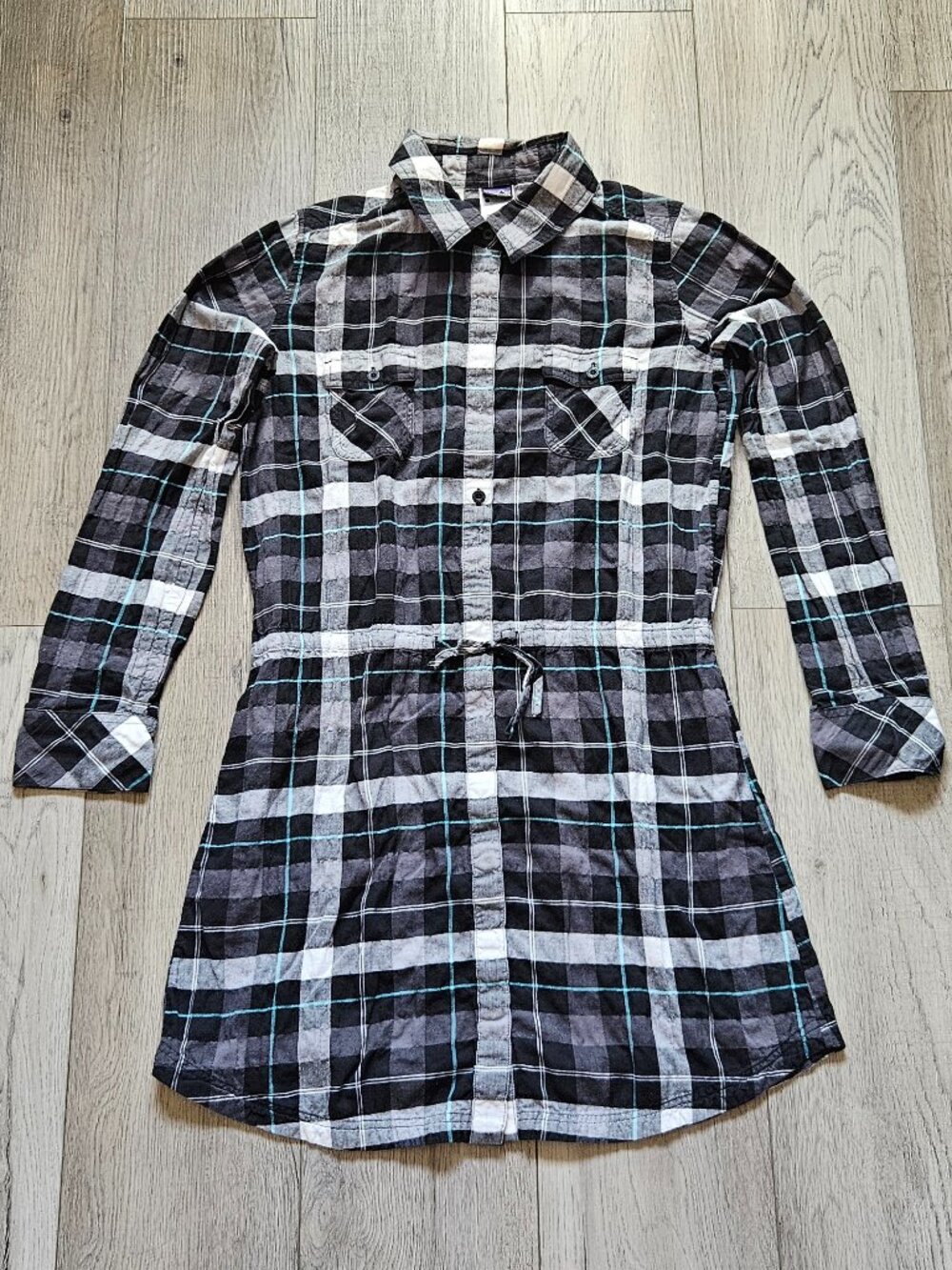 Patagonia Womens Small Organic Cotton Plaid Button Front Shirt Dress Tunic S